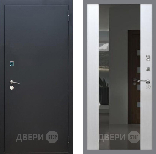 Входная металлическая Дверь Рекс (REX) 1A Черный Муар СБ-16 с Зеркалом Лиственница беж в Мытищах