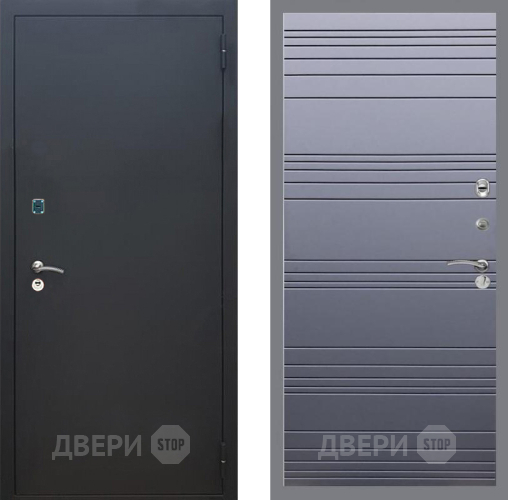Входная металлическая Дверь Рекс (REX) 1A Черный Муар Line Силк титан в Мытищах