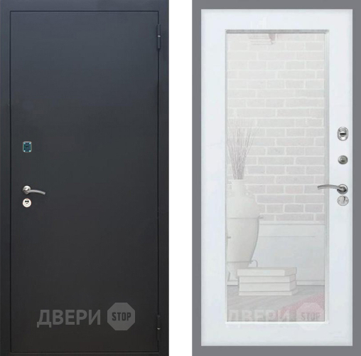 Дверь Рекс (REX) 1A Черный Муар Зеркало Пастораль Белый ясень в Мытищах