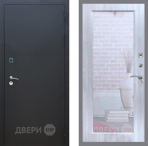 Входная металлическая Дверь Рекс (REX) 1A Черный Муар Зеркало Пастораль Сандал белый в Мытищах