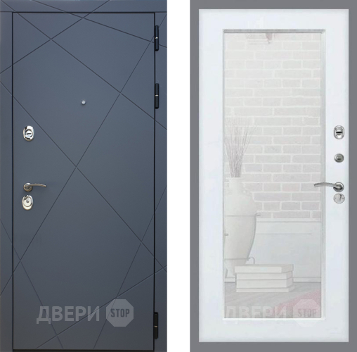 Дверь Рекс (REX) 13 Силк Титан Зеркало Пастораль Белый ясень в Мытищах