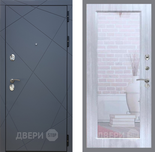 Входная металлическая Дверь Рекс (REX) 13 Силк Титан Зеркало Пастораль Сандал белый в Мытищах