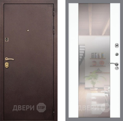 Входная металлическая Дверь Рекс (REX) Лайт 3К СБ-16 Зеркало Силк Сноу в Мытищах