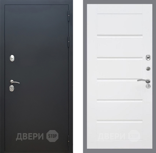 Входная металлическая Дверь Рекс (REX) 5 Черный Муар Сити Белый ясень в Мытищах