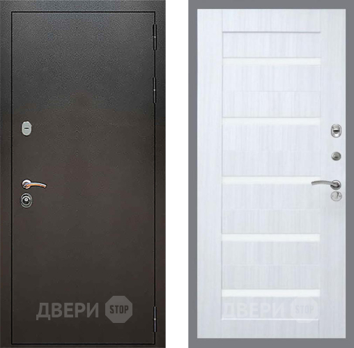 Входная металлическая Дверь Рекс (REX) 5 Серебро Антик СБ-14 стекло белое Сандал белый в Мытищах