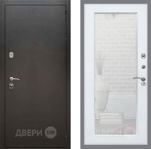 Дверь Рекс (REX) 5 Серебро Антик Зеркало Пастораль Белый ясень в Мытищах