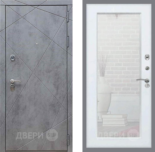 Дверь Рекс (REX) 13 Бетон Темный Зеркало Пастораль Силк Сноу в Мытищах
