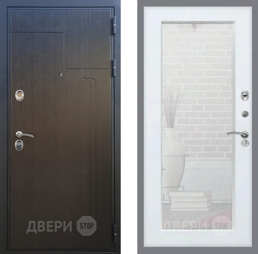 Входная металлическая Дверь Рекс (REX) Премиум-246 Зеркало Пастораль Белый ясень в Мытищах