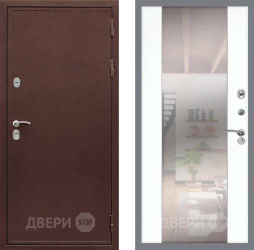 Дверь Рекс (REX) 5 металл 3 мм СБ-16 Зеркало Силк Сноу в Мытищах